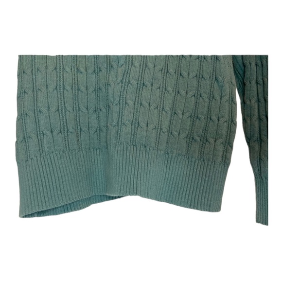 St. Johns Bay Cable Knit Sweater, Crew Neck, Teal Blue, - Picture 4 of 5